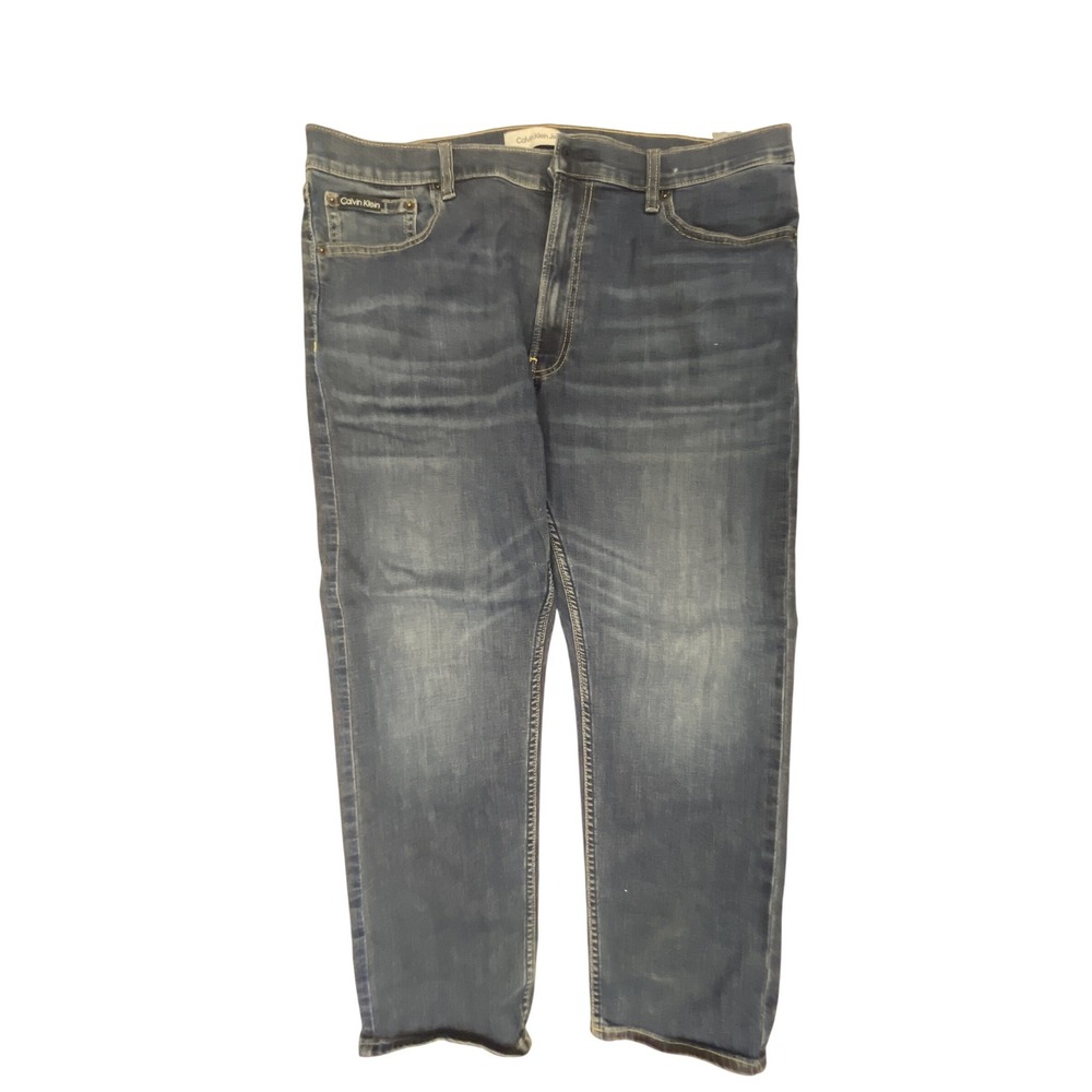Calvin Klein Jeans Mens 38x29 Blue Slim Straight Fit Medium Wash Stretch Denim